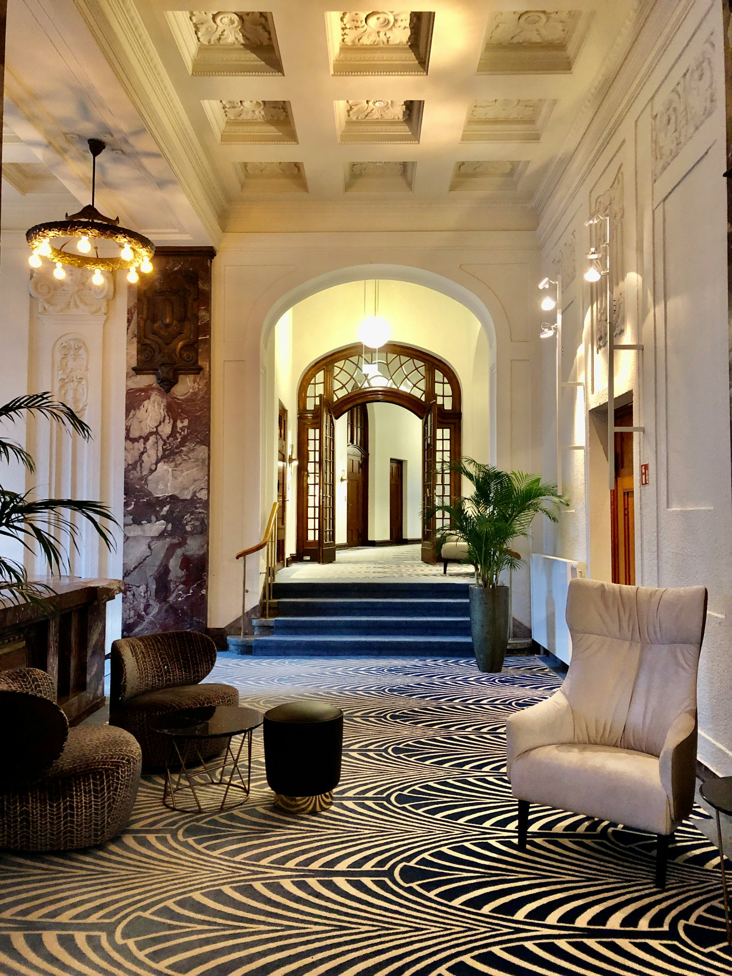 Elegant historic hotel lobby