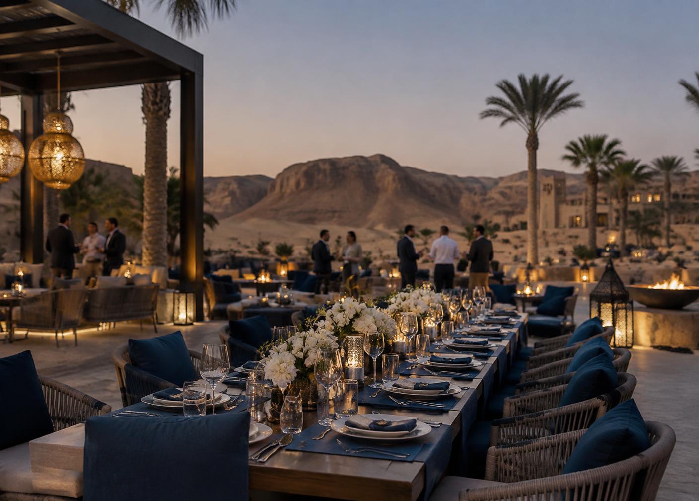 Curated corporate retreat dinner at a desert hospitality venue